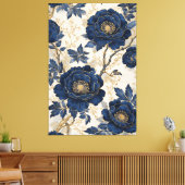 Blauwe Pioenrozen Canvas Afdruk (Insitu (Woonkamer))