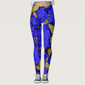 Blauwe Pioenrozen Leggings (Voorkant)
