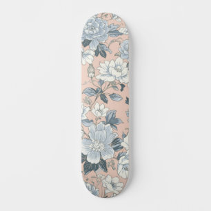 Blauwe Pioenrozen Perzik Botanische Vintage Bloeme Persoonlijk Skateboard