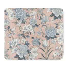 Blauwe Pioenrozen Perzik Botanische Vintage Bloeme Snijplank