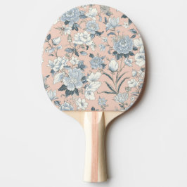 Blauwe Pioenrozen Perzik Botanische Vintage Bloeme Tafeltennisbatje