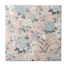 Blauwe Pioenrozen Perzik Botanische Vintage Bloeme