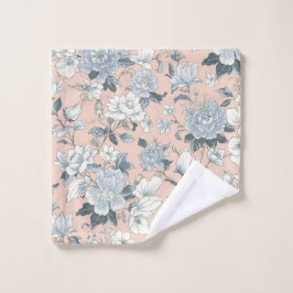 Blauwe Pioenrozen Perzik Botanische Vintage Bloeme Washandje