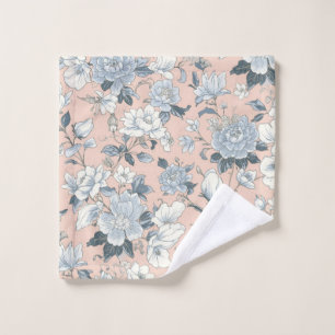 Blauwe Pioenrozen Perzik Botanische Vintage Bloeme Washandje