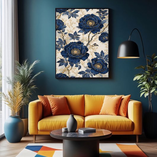 Blauwe Pioenrozen Poster