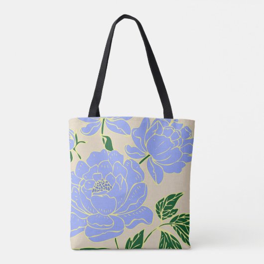 Blauwe Pioenrozen Tote Bag (Achterkant)