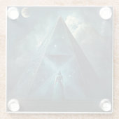 Blauwe piramide Surreal Visionary Art Glazen Onderzetter (Achterkant)