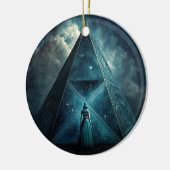 Blauwe piramide Surreal Visionary Art Keramisch Ornament (Links)