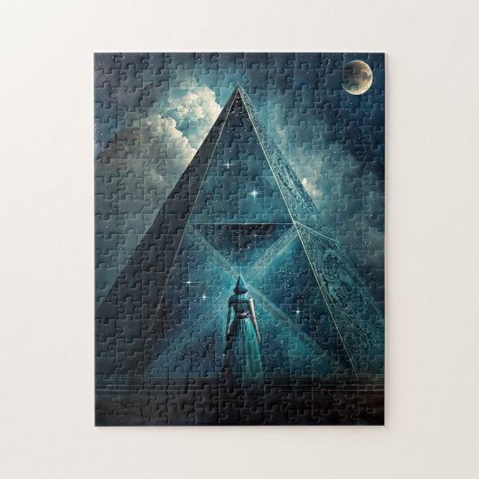 Blauwe piramide Surreal Visionary Art Legpuzzel (Verticaal)