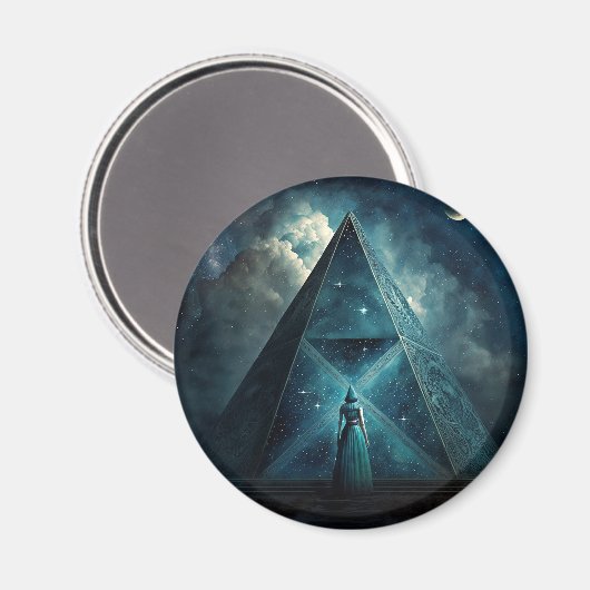 Blauwe piramide Surreal Visionary Art Magneet (Voorkant / Achterkant)