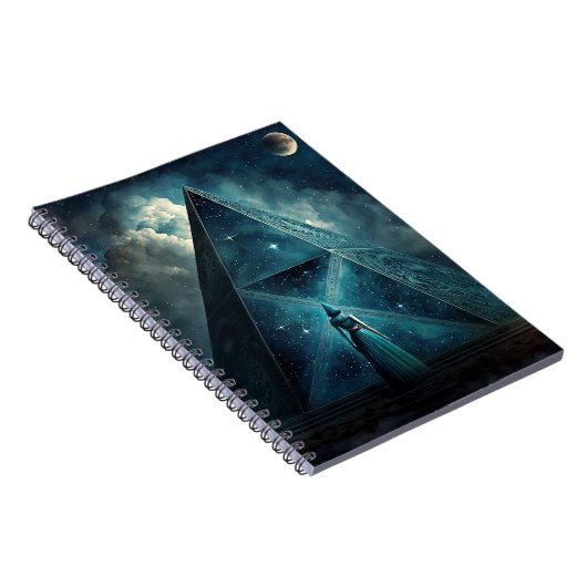 Blauwe piramide Surreal Visionary Art Notitieboek (Rechterzijde)