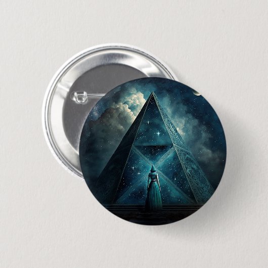 Blauwe piramide Surreal Visionary Art Ronde Button 5,7 Cm (Voorkant /achterkant)