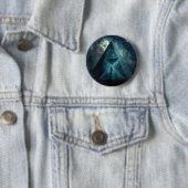 Blauwe piramide Surreal Visionary Art Ronde Button 5,7 Cm (In situ)