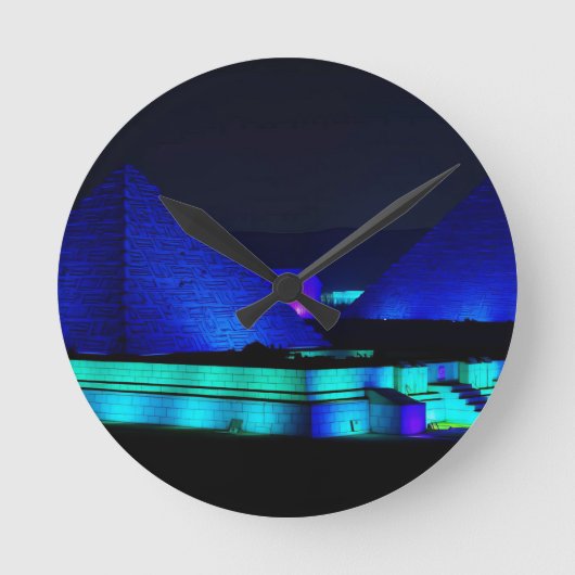 Blauwe piramides ontwerp ronde klok (Voorkant)