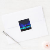 Blauwe piramides ontwerp vierkante sticker (Envelop)