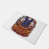 Blauwe Pitbull Halloween Pompoenen Herfstbladeren Deurmat (Schuin)