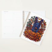 Blauwe Pitbull Halloween Pompoenen Herfstbladeren  Planner (Display)