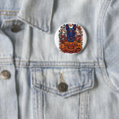 Blauwe Pitbull Halloween Pompoenen Herfstbladeren Ronde Button 5,7 Cm (In situ)