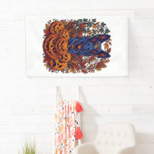 Blauwe Pitbull Halloween Pompoenen Herfstbladeren Spandoek (Insitu)
