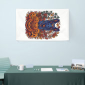 Blauwe Pitbull Halloween Pompoenen Herfstbladeren Spandoek (Beurs)