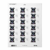 Blauwe pitbull met bril etiket (Full Sheet)