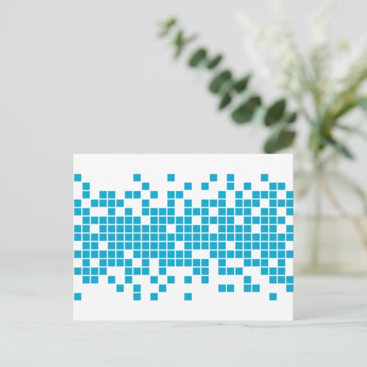 Blauwe pixels briefkaart (Staand voorkant)