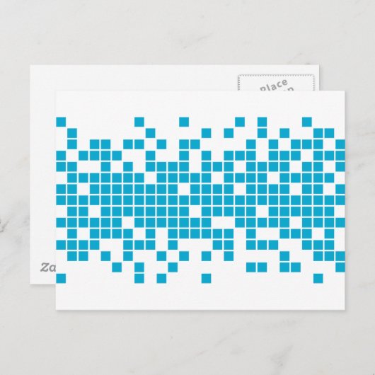 Blauwe pixels briefkaart (Voorkant / Achterkant)
