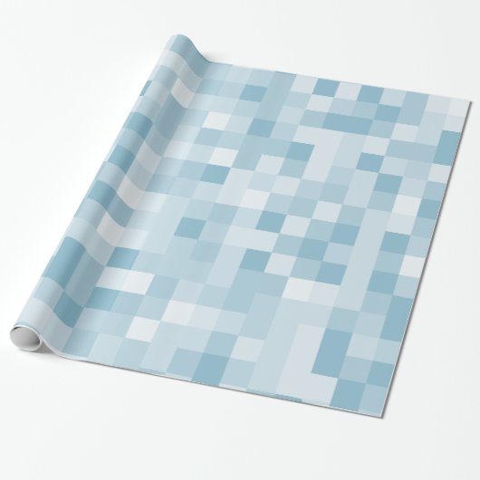 Blauwe pixels cadeaupapier (Uitgerold)
