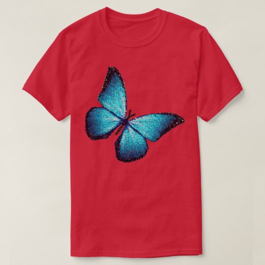 Blauwe pixelvlinder t-shirt (Design voorkant)