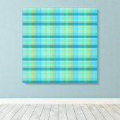 Blauwe Plaid door Shirley Taylor Canvas Afdruk (Insitu (Houten vloer))