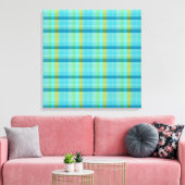 Blauwe Plaid door Shirley Taylor Canvas Afdruk (Insitu (Woonkamer))