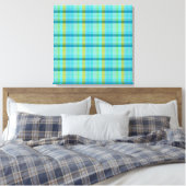 Blauwe Plaid door Shirley Taylor Canvas Afdruk (Insitu (Slaapkamer))