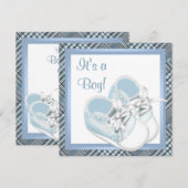 Blauwe Plaid Schoenen Zwart Blauw Plaid Baby Boy S Kaart (Voorkant / Achterkant)