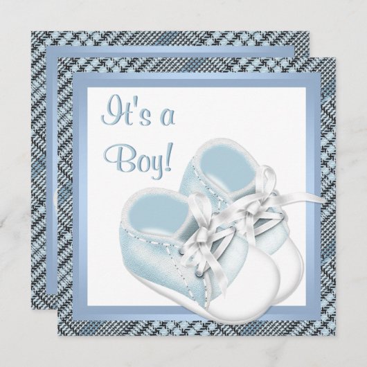 Blauwe Plaid Schoenen Zwart Blauw Plaid Baby Boy S Kaart (Voorkant / Achterkant)
