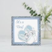 Blauwe Plaid Schoenen Zwart Blauw Plaid Baby Boy S Kaart (Staand voorkant)