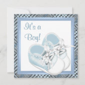 Blauwe Plaid Schoenen Zwart Blauw Plaid Baby Boy S Kaart (Voorkant)