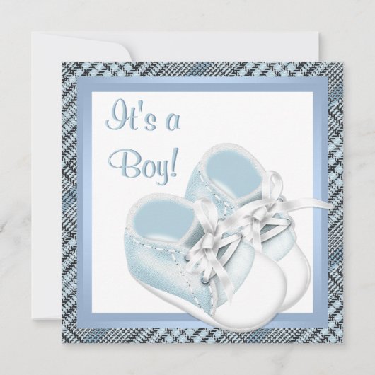 Blauwe Plaid Schoenen Zwart Blauw Plaid Baby Boy S Kaart (Voorkant)