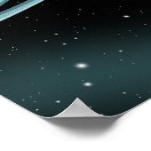 Blauwe planeet gekroond met ring. poster (Hoek)