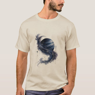 Blauwe Planeet Kosmische Draaikolk Heren T-shirt |