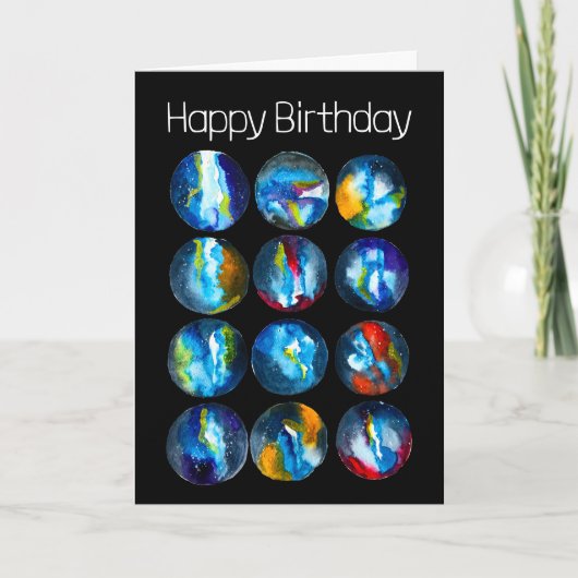 Blauwe planeet nevel sterrenstelsel aquarel kaart (Voorkant)