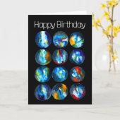 Blauwe planeet nevel sterrenstelsel aquarel kaart (Gele Bloem)