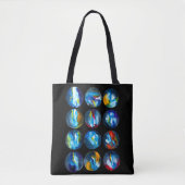 Blauwe planeet nevel sterrenstelsel aquarel tote bag (Voorkant)