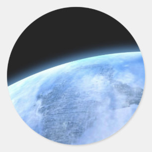 blauwe planeet ronde sticker