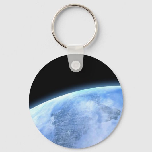 blauwe planeet sleutelhanger (Voorkant)