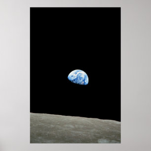 blauwe planeet van maanruimte poster