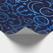 Blauwe planetaire symbolen Mystical Universe Plane Cadeaupapier (Hoek)