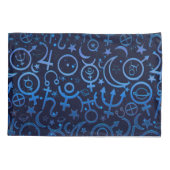 Blauwe planetaire symbolen Mystical Universe Plane Kussensloop (Achterkant)