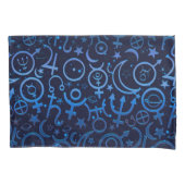 Blauwe planetaire symbolen Mystical Universe Plane Kussensloop (Voorkant)