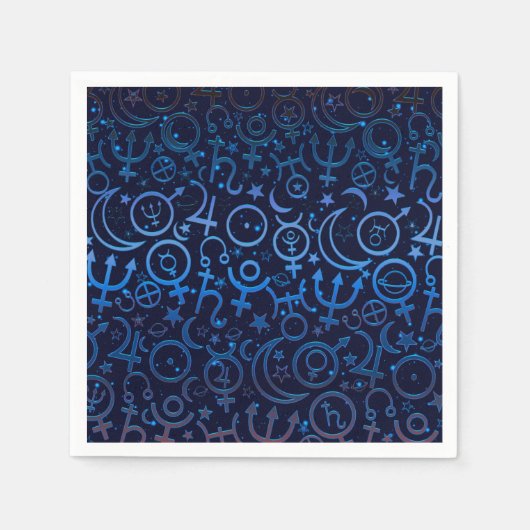 Blauwe planetaire symbolen Mystical Universe Plane Servet (Voorkant)