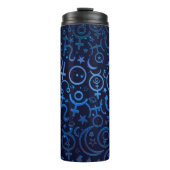 Blauwe planetaire symbolen Mystical Universe Plane Thermosbeker (Voorkant)